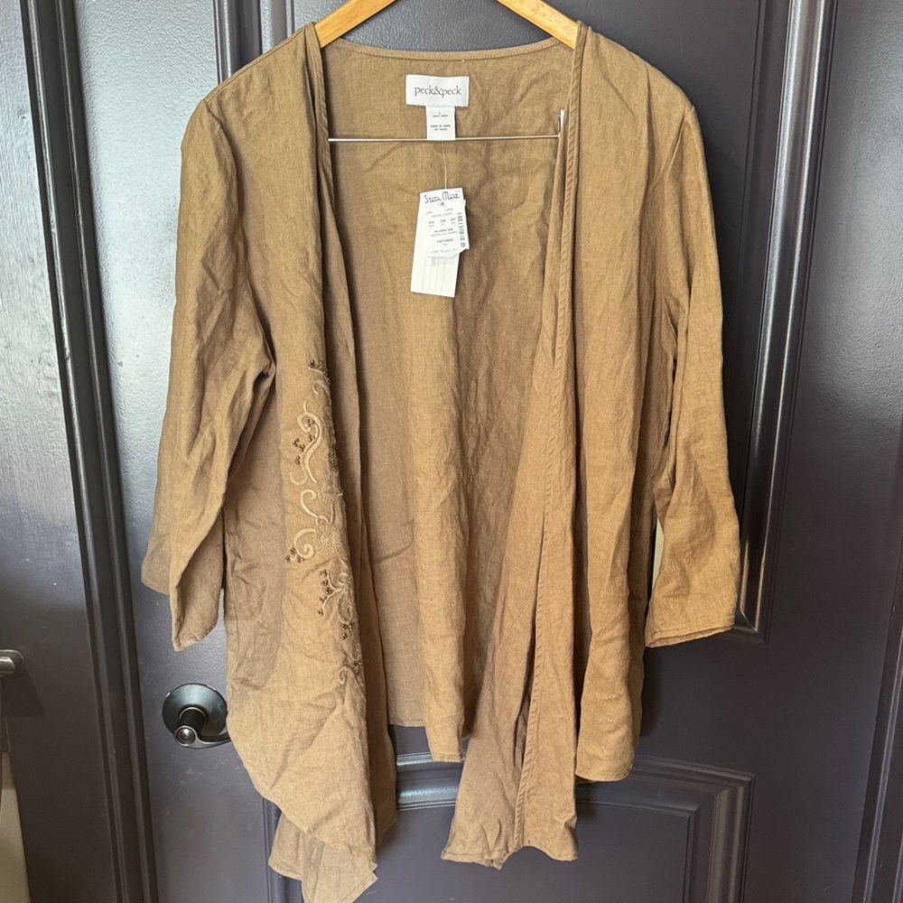 Peck & Peck Brown Open Front Poncho